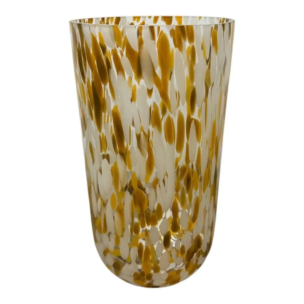 Hand Blown Murano Glass Vase Speckled Confetti Pattern Venetian Art Italy